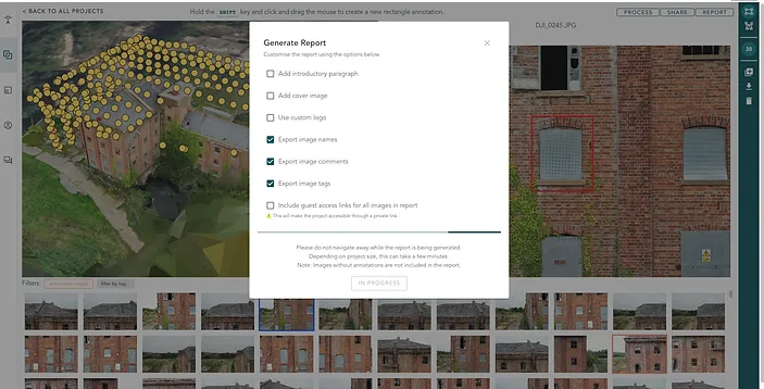 Facade inspection report produced in Hammer Missions